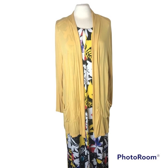 ANTHONY Black and Yellow Print sleeveless maxi dress, size P1X - Picture 7 of 9